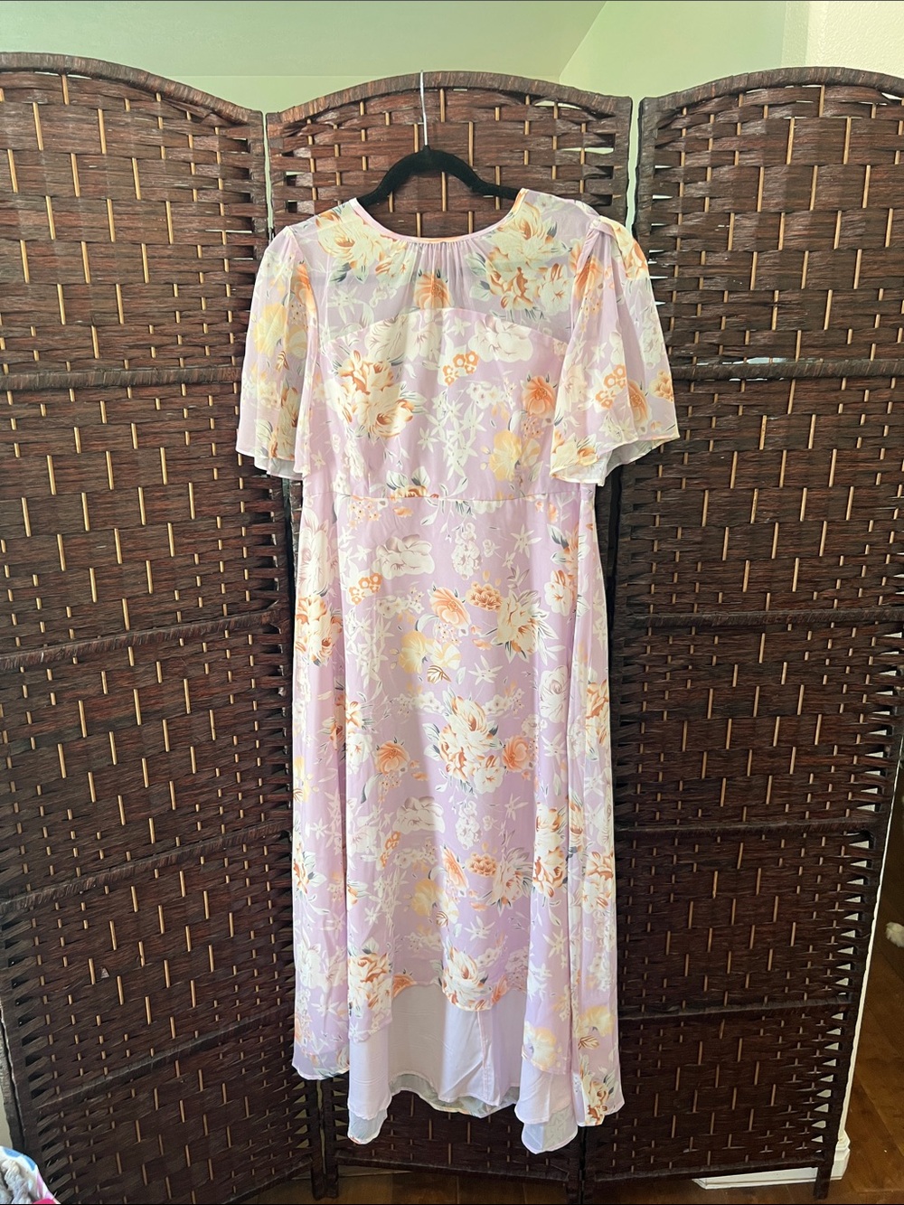 JJs House Lavender Maxi Dress with Peach Floral Accents